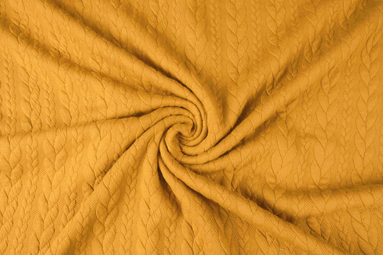 Gebreide kabel stof tricot Donker Oker