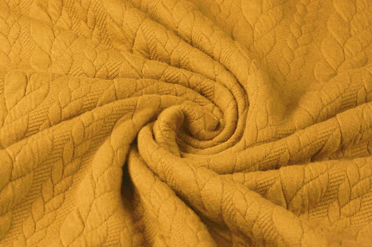 Tricoté Torsade Tissu Jersey Foncé Ocre Tricoté Torsade Tissu Jersey Foncé Ocre