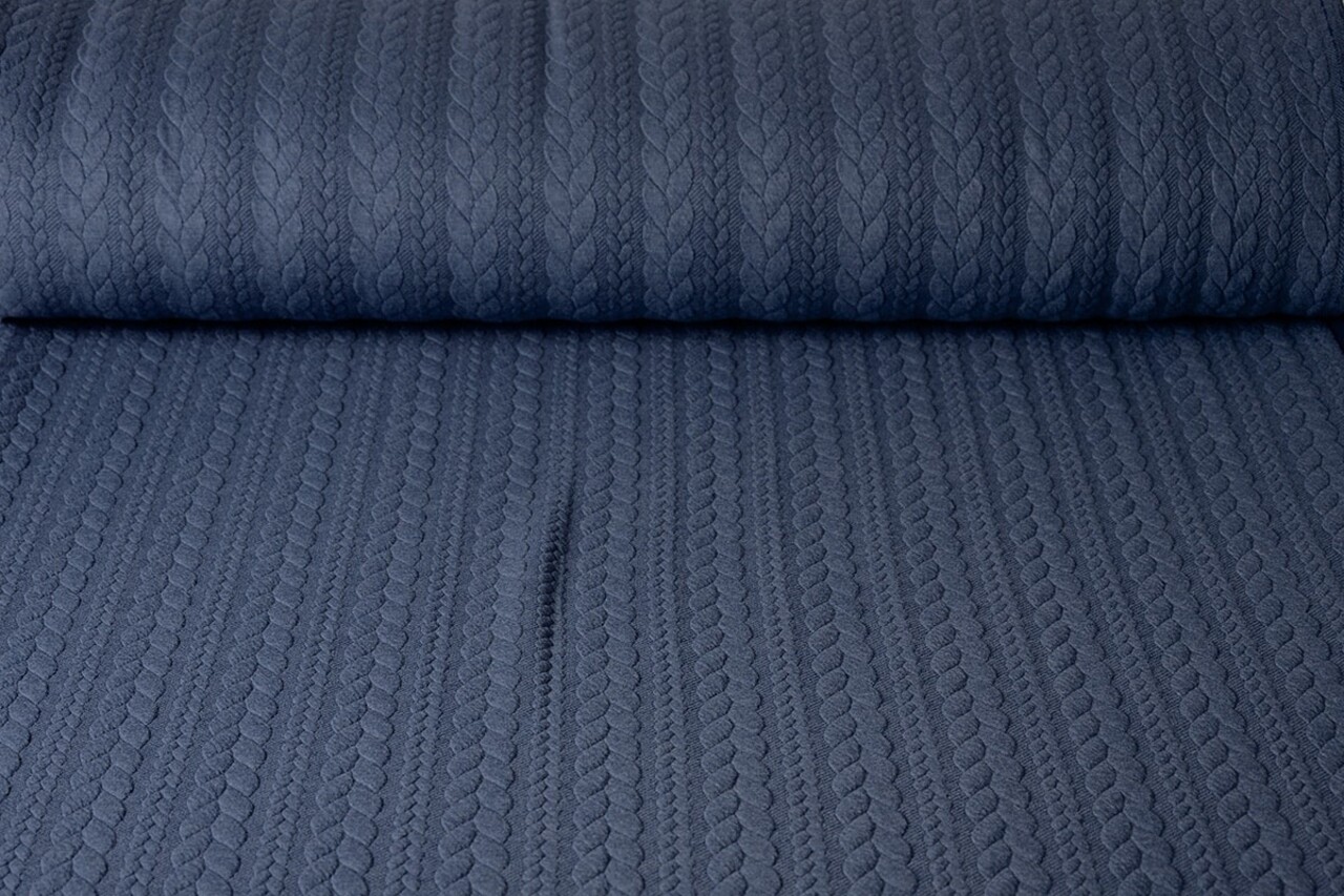 Knitted Cable fabric tricot Dark Jeans