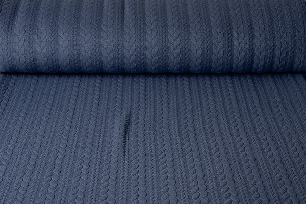 A Maglia Treccia Tessuto Maglia Denim Scuro