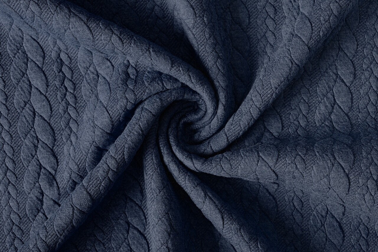 A Maglia Treccia Tessuto Maglia Denim Scuro