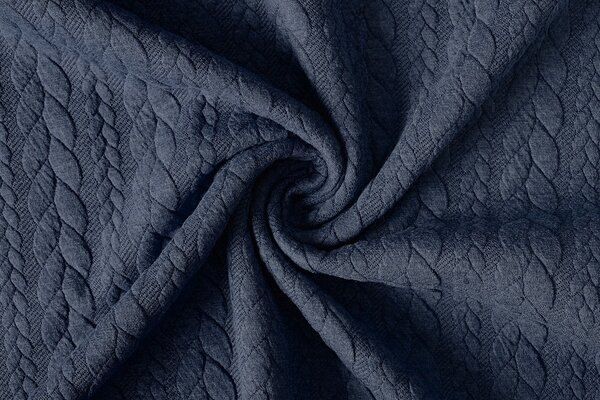 Knitted Cable fabric tricot Dark Jeans
