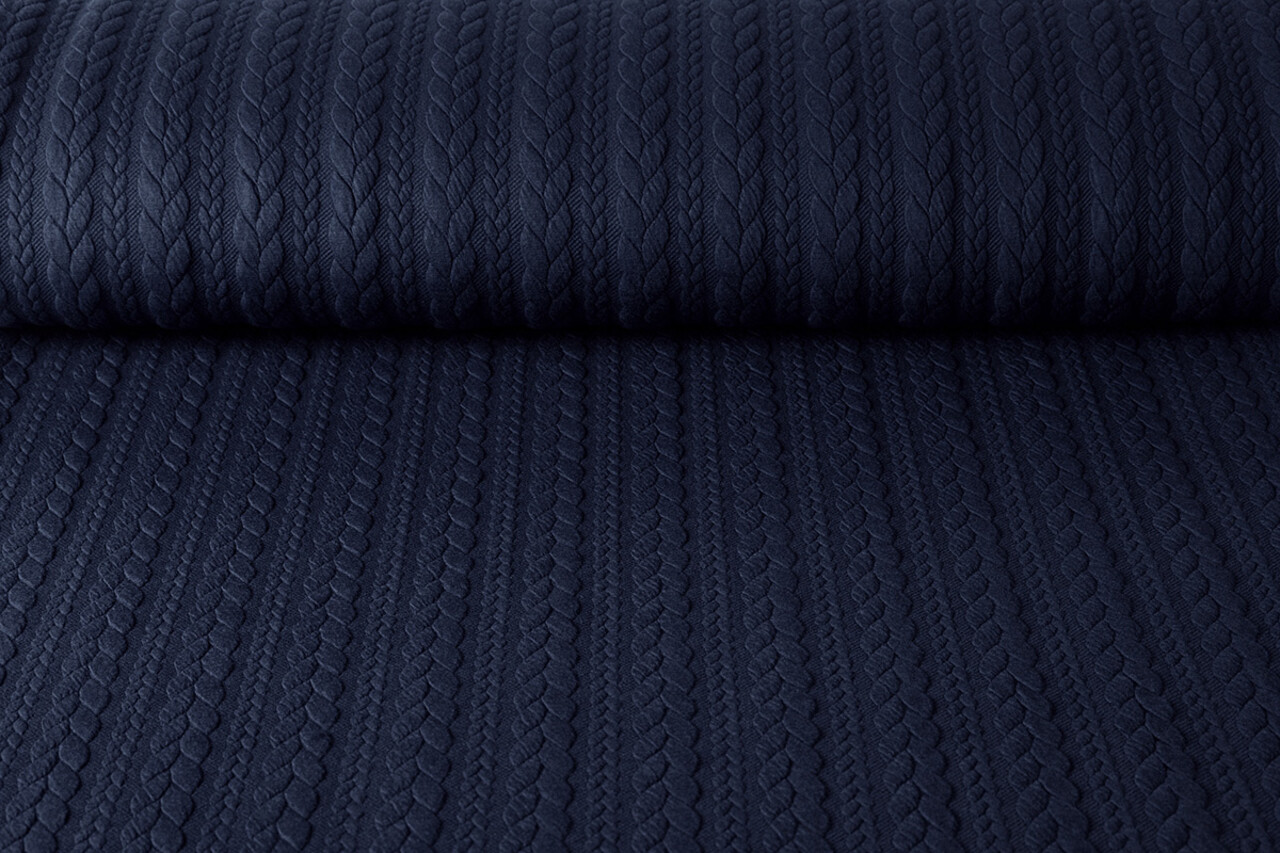 Tricoté Torsade Tissu Jersey Marine Tricoté Torsade Tissu Jersey Marine
