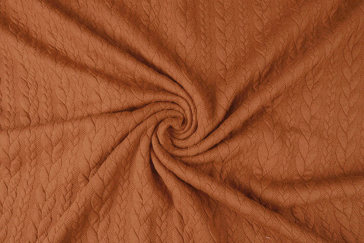 Gebreide kabel stof tricot Oranje Brique