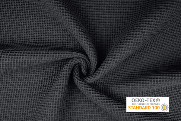 Oeko-Tex®  Waffelpiqué Baumwolle Dunkelgrau