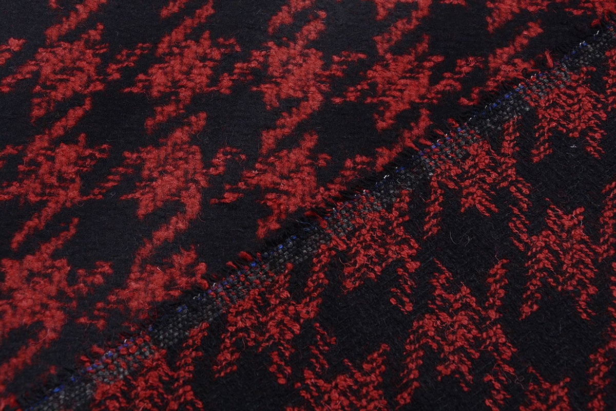 Woolen fabric Pied de Poule Red-Black