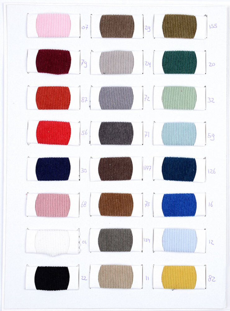 Farbekarte Rib Corduroy 16 W Farbekarte Rib Corduroy 16 W