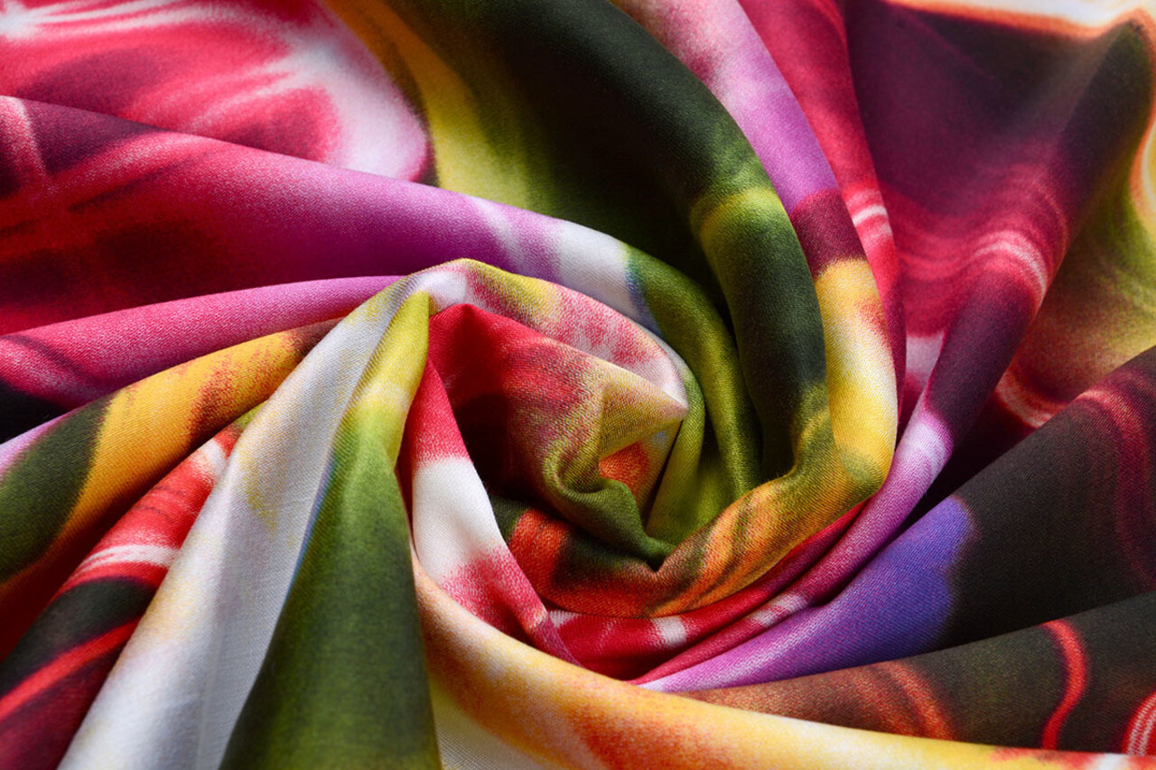 100% Viscose Digital Printed Neon Pink Green