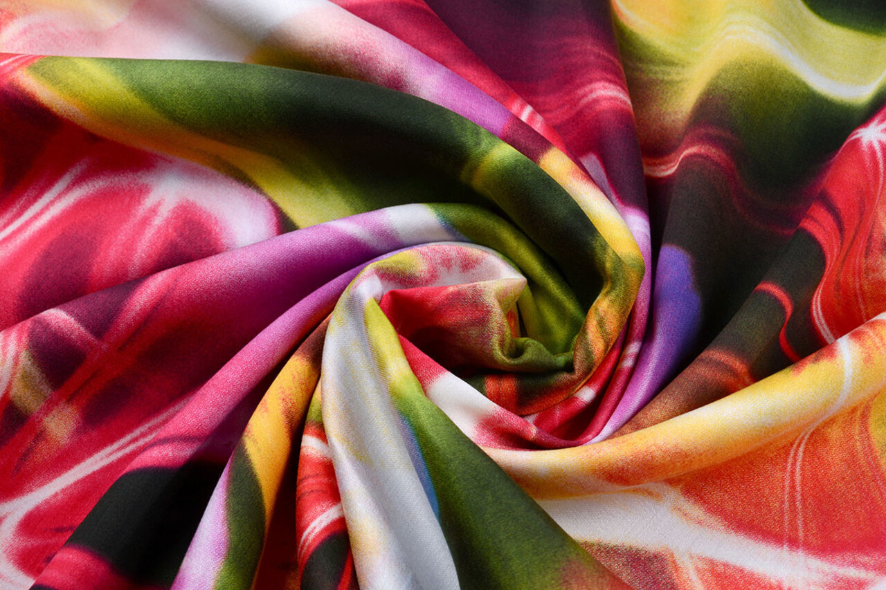 100% Viscose Digital Printed Neon Pink Green