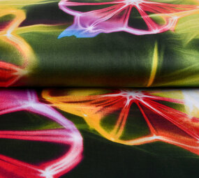 100% Viscose Digitaal Print Neon Roze Groen 100% Viscose Digitaal Print Neon Roze Groen