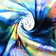 100% Viskose Digital Printed Gerbera und Rose Blue