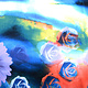 100% Viskose Digital Printed Gerbera und Rose Blue