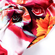 100% Viskose Digital Printed Gerbera und Rose Red