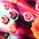 100% Viscose Digitaal Print Gerbera en Rozen Rood