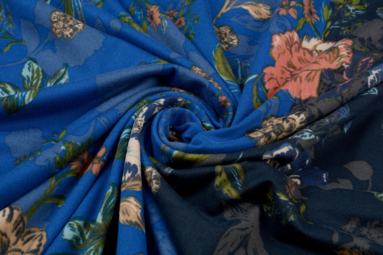 Lycra Jersey Simmer Flowery Two-tone Blue