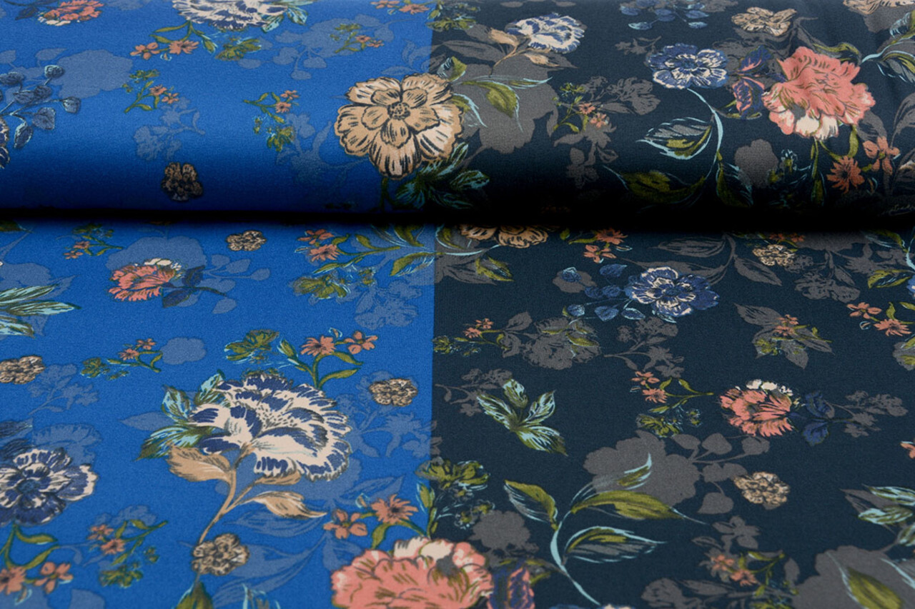 Lycra Jersey Simmer Flowery Two-tone Blue