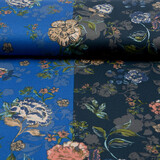 Lycra Jersey Simmer Flowery Tweekleurig Bleu
