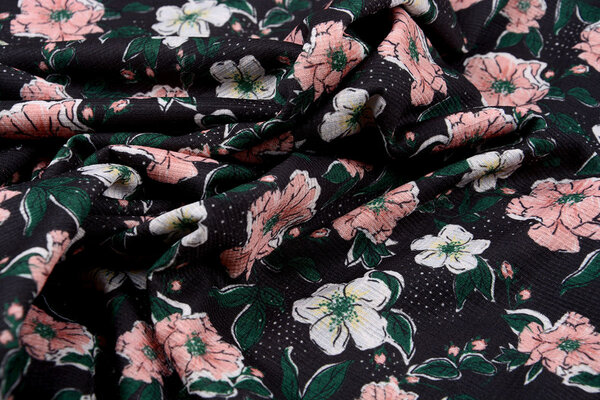 Blousestof Eksepi Bloemen Zwart Blousestof Eksepi Bloemen Zwart