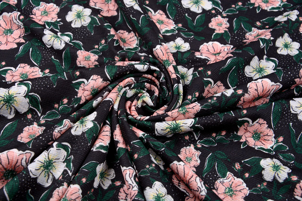 Blousestof Eksepi Flores Negro