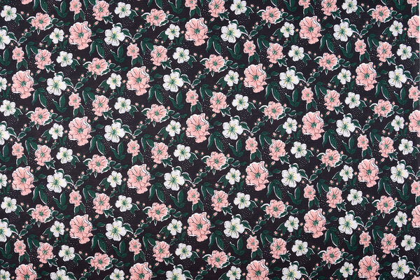 Blousestof Eksepi Bloemen Zwart Blousestof Eksepi Bloemen Zwart