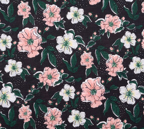 Blouse Fabric Eksepi Flowers Black