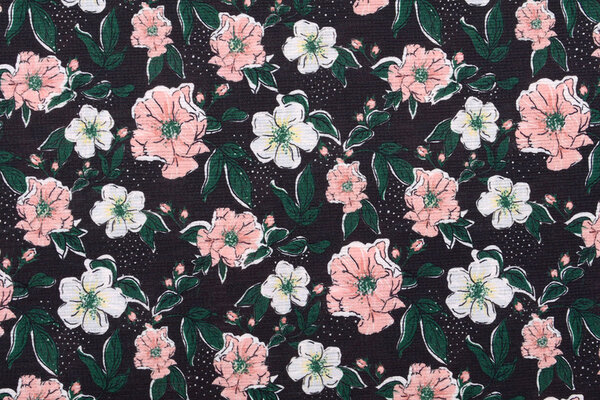 Blousestof Eksepi Bloemen Zwart Blousestof Eksepi Bloemen Zwart