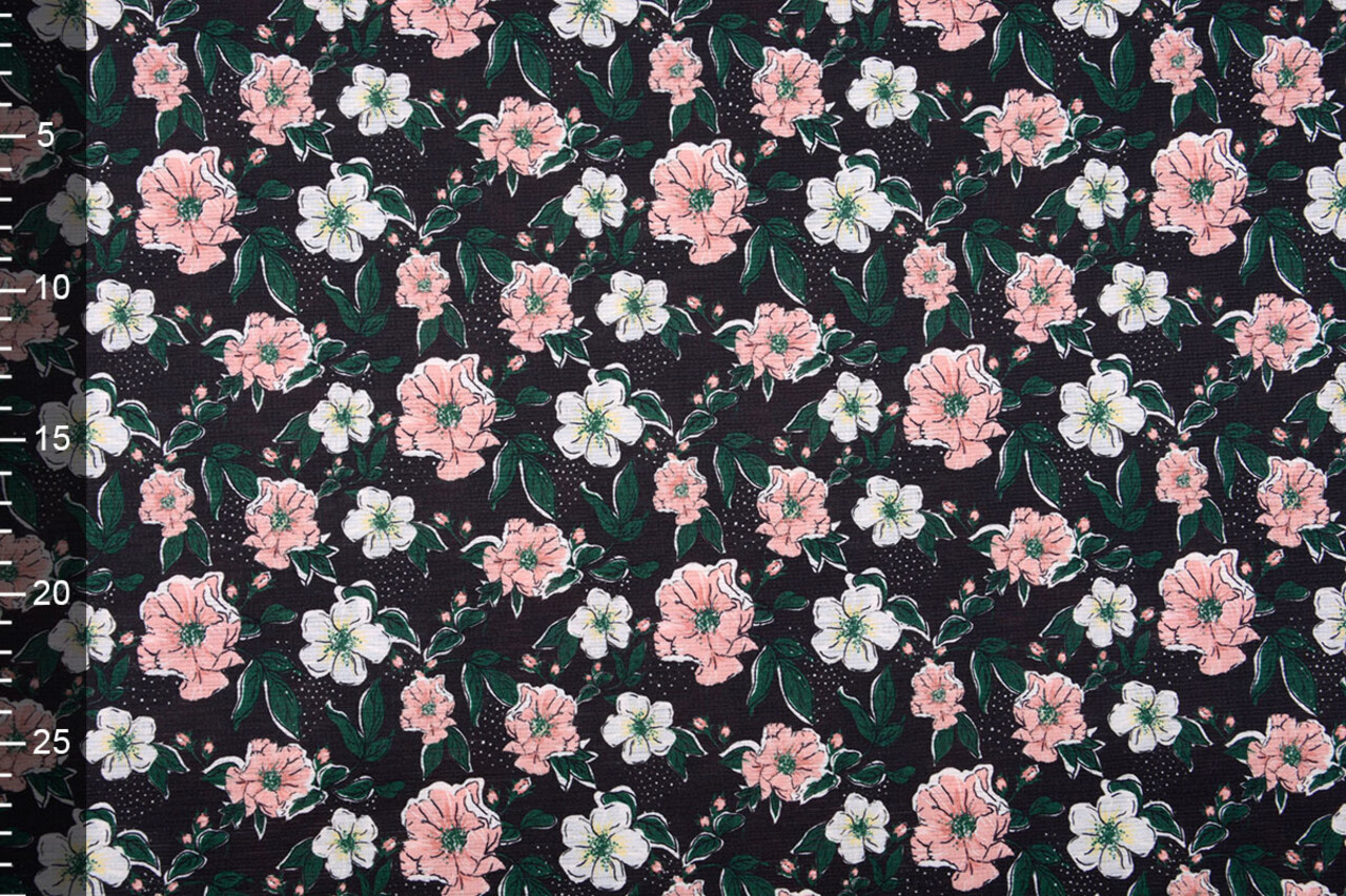 Blousestof Eksepi Bloemen Zwart Blousestof Eksepi Bloemen Zwart