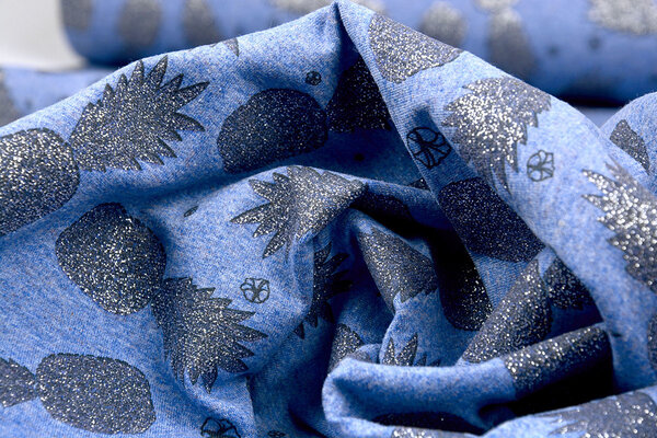 Mi & Joe Mi & Joe Jersey Stoff Baumwolle Ananas Dunkel jeans Meliert Mi & Joe Mi & Joe Jersey Stoff Baumwolle Ananas Dunkel jeans Meliert