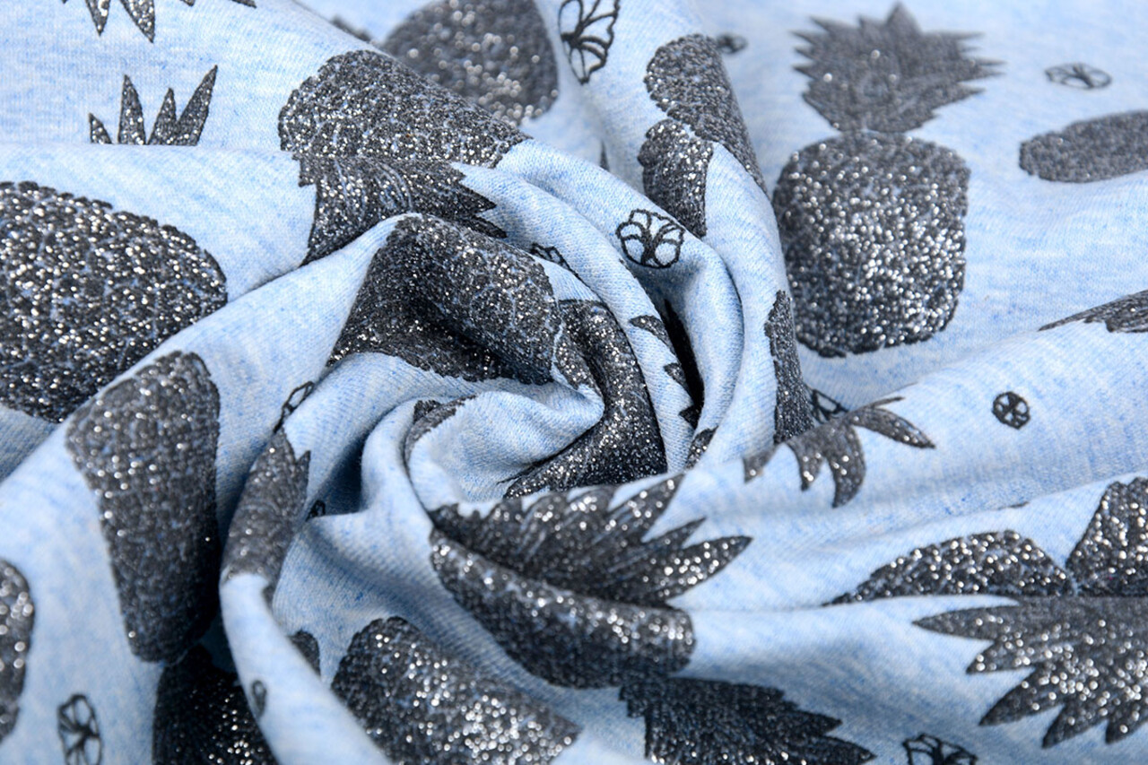 Mi & Joe Mi & Joe Jersey Coton Ananas Bleu Clair Melange Mi & Joe Mi & Joe Jersey Coton Ananas Bleu Clair Melange