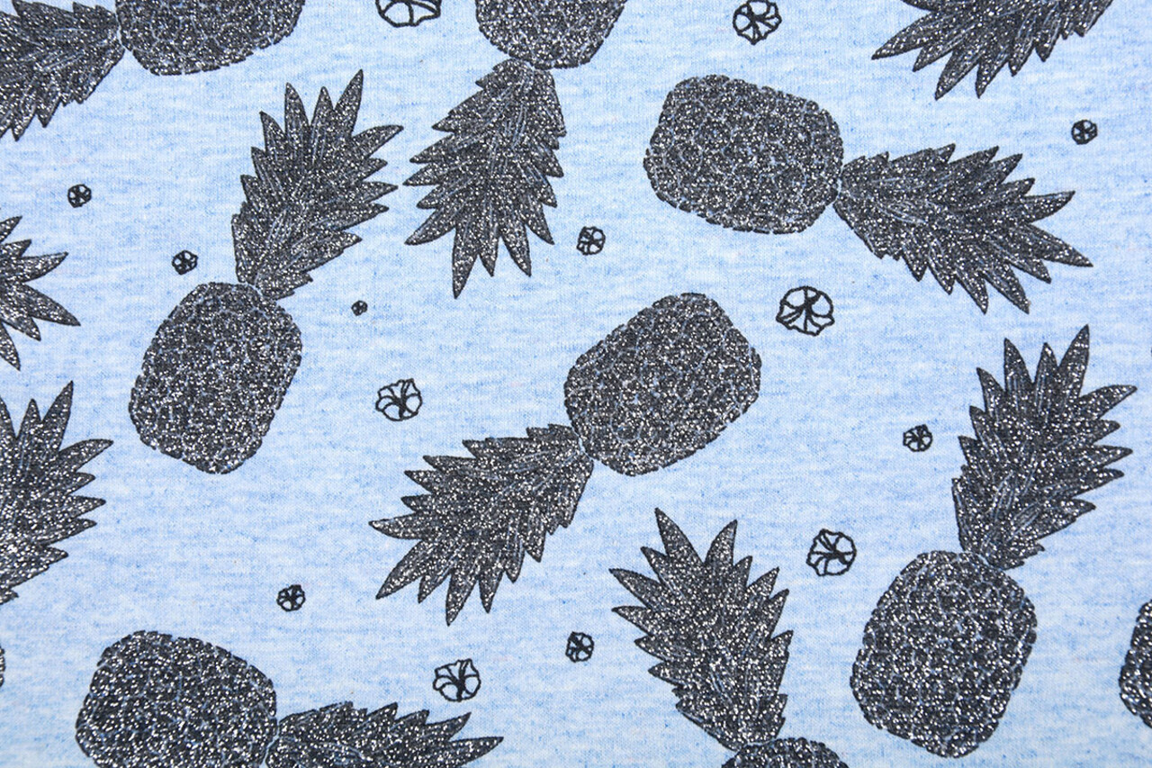 Mi & Joe Mi & Joe Jersey Stoff Baumwolle Ananas Hellblau Meliert