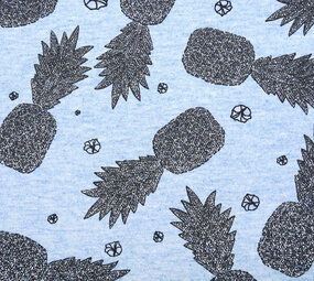 Mi & Joe Mi & Joe Jersey Stoff Baumwolle Ananas Hellblau Meliert