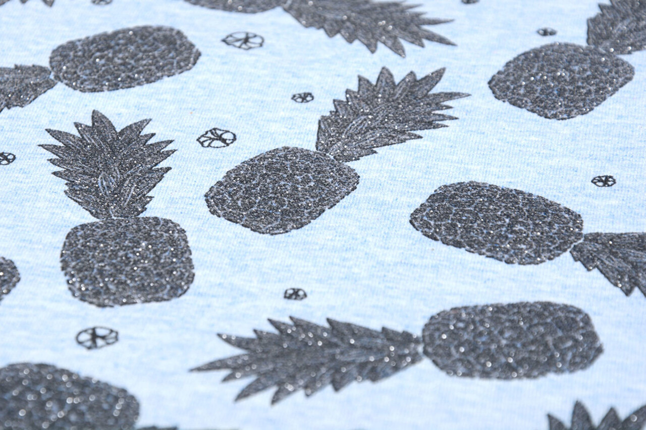 Mi & Joe Mi & Joe Jersey Stoff Baumwolle Ananas Hellblau Meliert