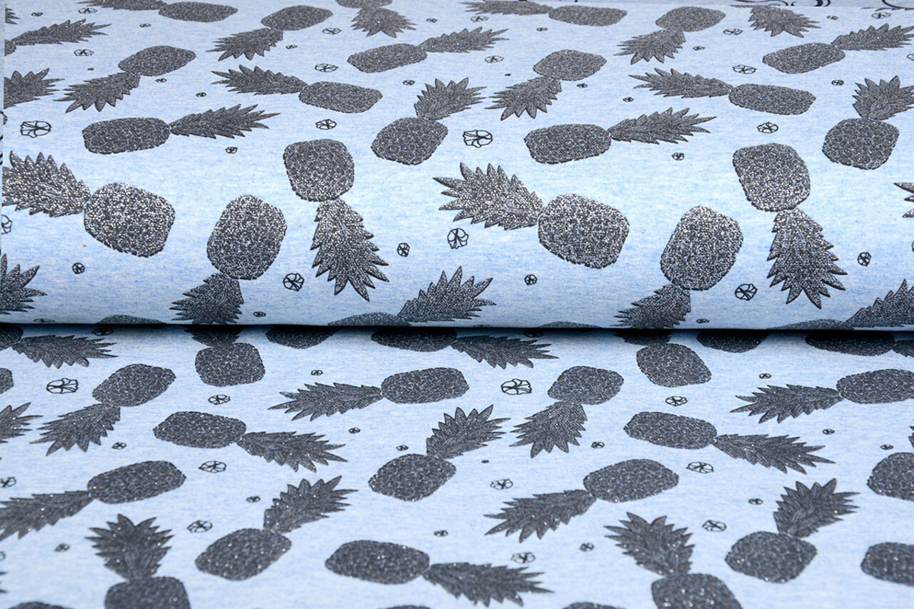Mi & Joe Mi & Joe Cotone Jersey Ananas Azzurro Chiaro Mélange Mi & Joe Mi & Joe Cotone Jersey Ananas Azzurro Chiaro Mélange
