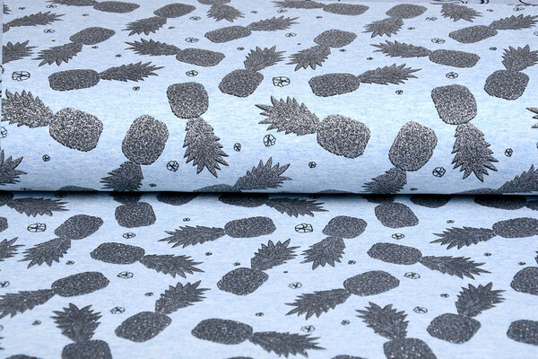Mi & Joe Mi & Joe Jersey Stoff Baumwolle Ananas Hellblau Meliert