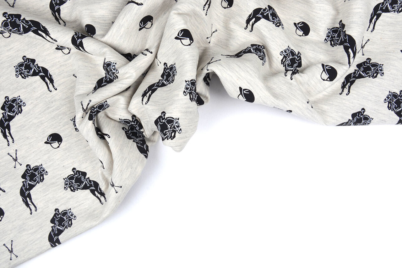 Mi & Joe Mi & Joe French Terry Jumping Horse Creme Melange Mi & Joe Mi & Joe French Terry Jumping Horse Creme Melange