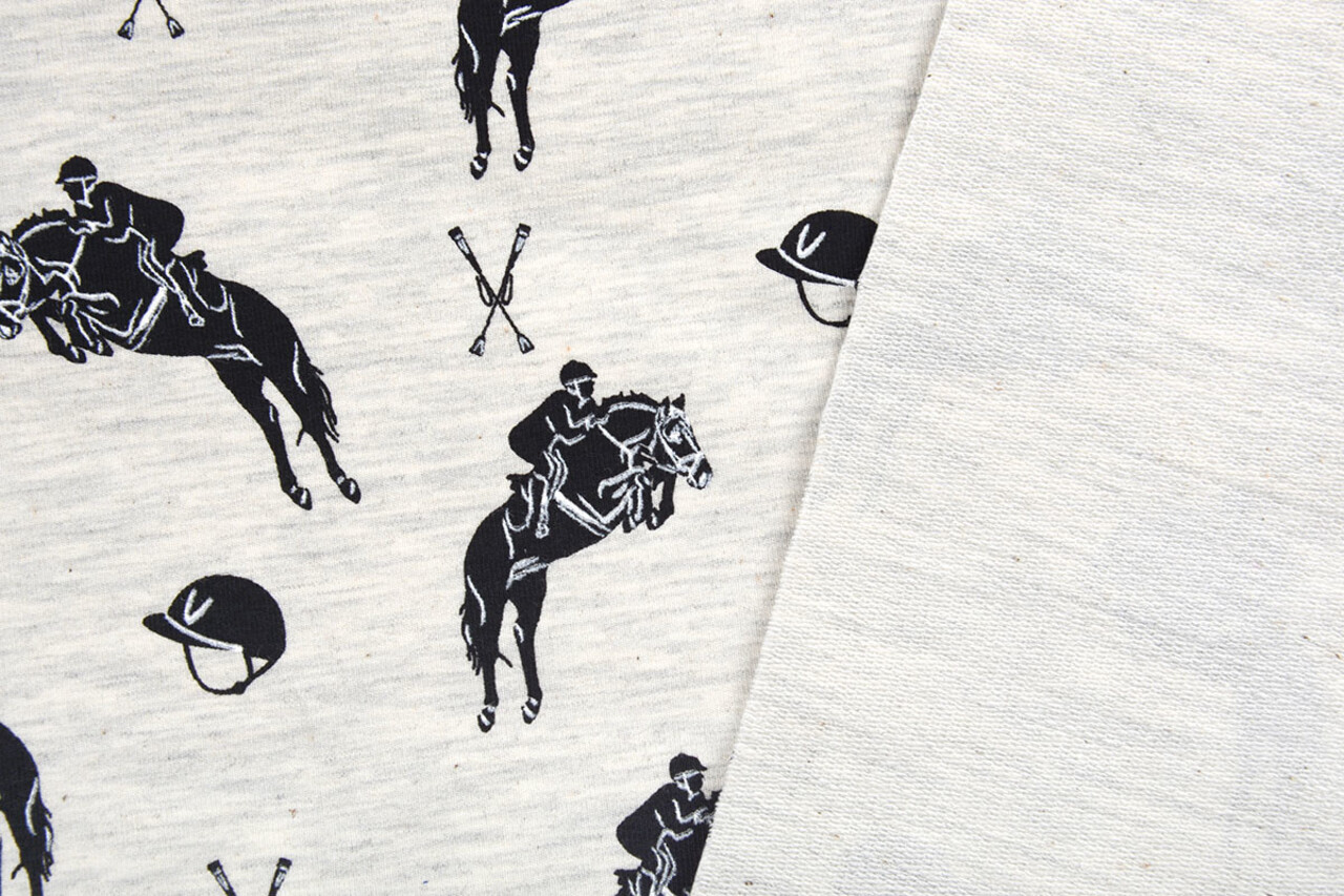 Mi & Joe Mi & Joe French Terry Jumping Horse Creme Melange Mi & Joe Mi & Joe French Terry Jumping Horse Creme Melange