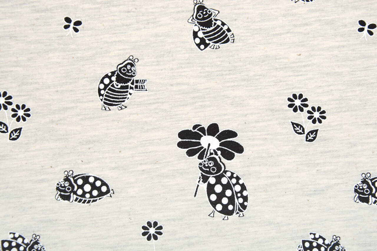 Mi & Joe Mi & Joe French Terry Lady Bug with a flower Creme Melange Mi & Joe Mi & Joe French Terry Lady Bug with a flower Creme Melange
