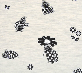 Mi & Joe Mi & Joe French Terry Lieveheersbeestje met bloem Creme Melange Mi & Joe Mi & Joe French Terry Lieveheersbeestje met bloem Creme Melange