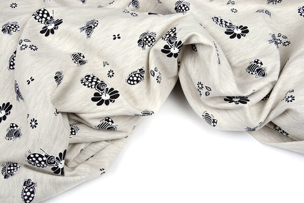 Mi & Joe Mi & Joe French Terry Lady Bug with a flower Creme Melange Mi & Joe Mi & Joe French Terry Lady Bug with a flower Creme Melange