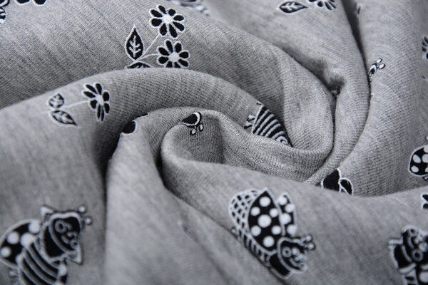 Mi & Joe Mi & Joe French Terry Lady Bug with a flower Grey Melange Mi & Joe Mi & Joe French Terry Lady Bug with a flower Grey Melange