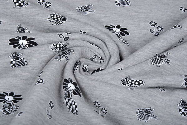 Mi & Joe Mi & Joe French Terry Lady Bug with a flower Grey Melange Mi & Joe Mi & Joe French Terry Lady Bug with a flower Grey Melange