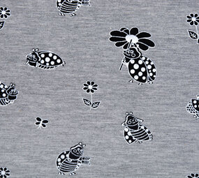 Mi & Joe Mi & Joe French Terry Lady Bug with a flower Grey Melange Mi & Joe Mi & Joe French Terry Lady Bug with a flower Grey Melange