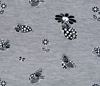 Mi & Joe Mi & Joe French Terry Lady Bug with a flower Grey Melange