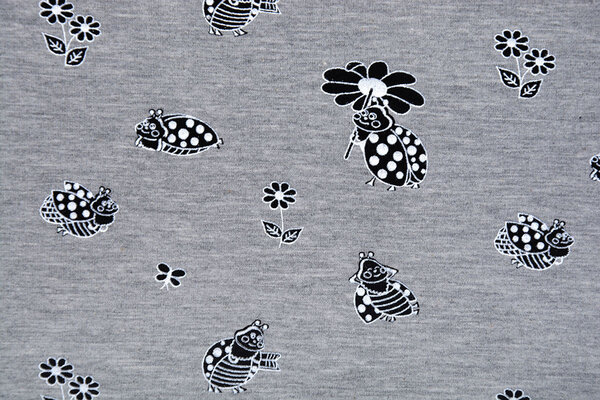 Mi & Joe Mi & Joe French Terry Lady Bug with a flower Grey Melange Mi & Joe Mi & Joe French Terry Lady Bug with a flower Grey Melange