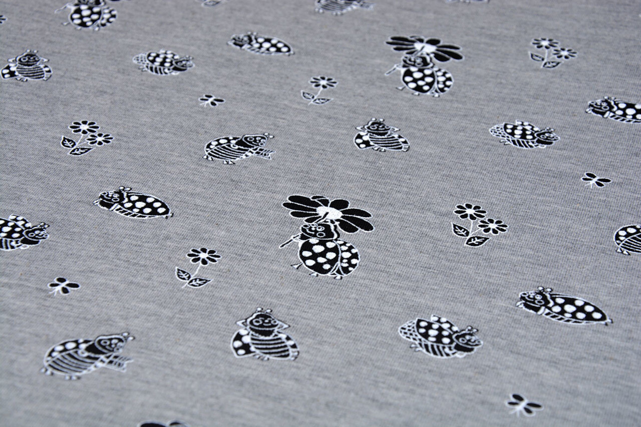 Mi & Joe Mi & Joe French Terry Lady Bug with a flower Grey Melange Mi & Joe Mi & Joe French Terry Lady Bug with a flower Grey Melange