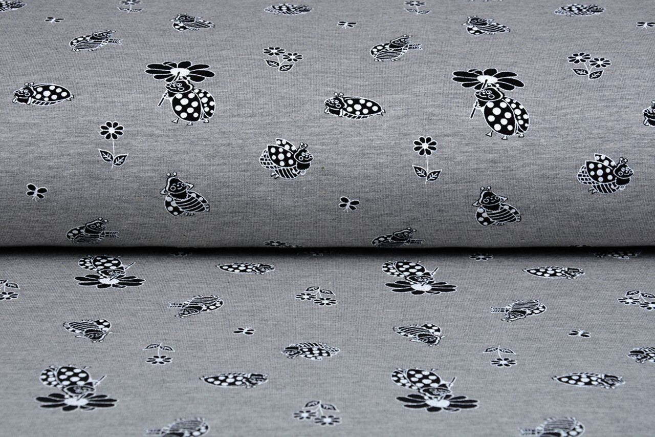 Mi & Joe Mi & Joe French Terry Lady Bug with a flower Grey Melange Mi & Joe Mi & Joe French Terry Lady Bug with a flower Grey Melange