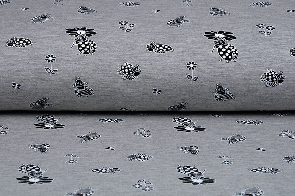 Mi & Joe Mi & Joe French Terry Lady Bug with a flower Grey Melange Mi & Joe Mi & Joe French Terry Lady Bug with a flower Grey Melange