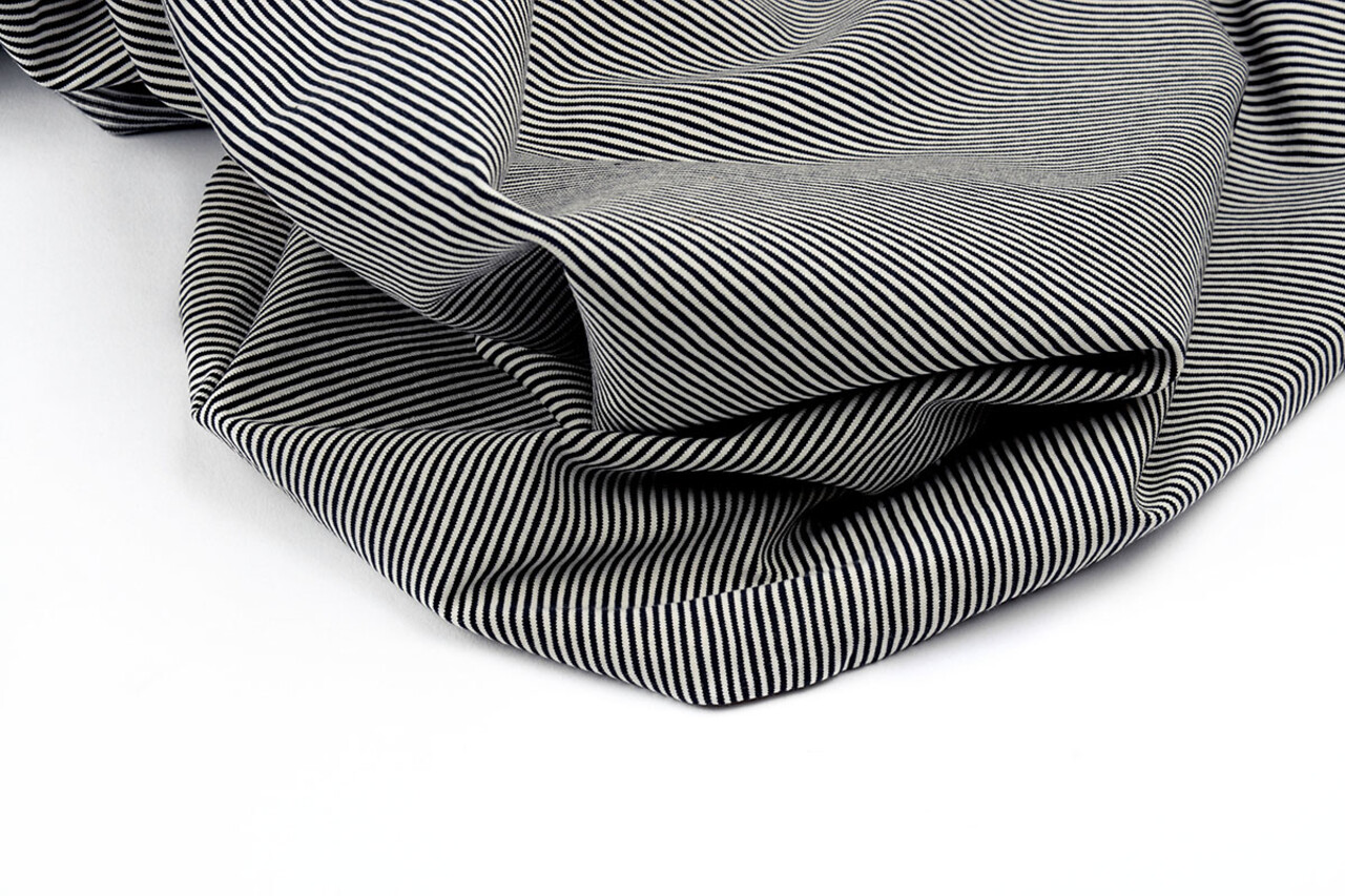 Cotton Jersey Klein Streep Marine Creme