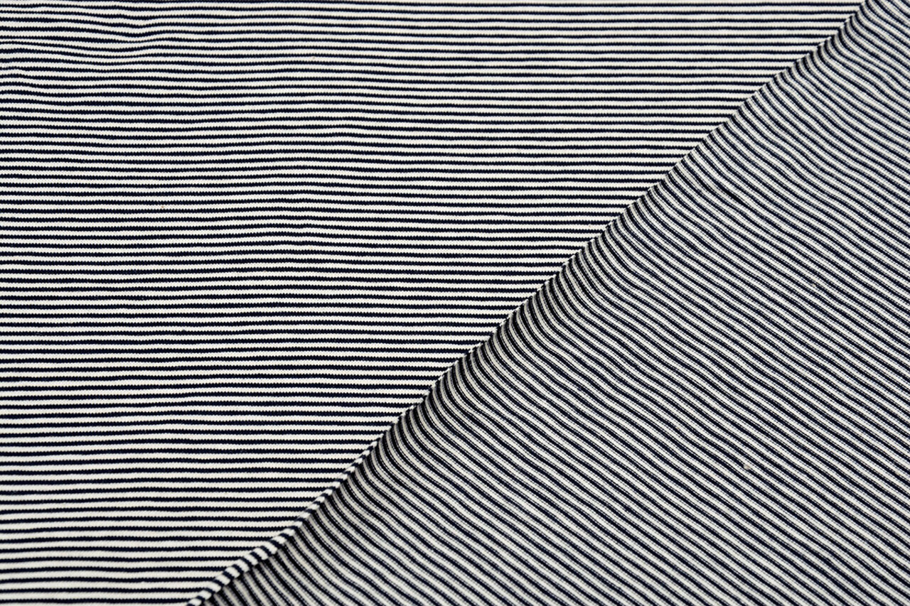 Cotton Jersey Klein Streep Marine Creme