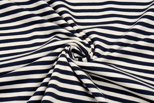 Baumwolljersey Streifen Creme Marineblau Baumwolljersey Streifen Creme Marineblau